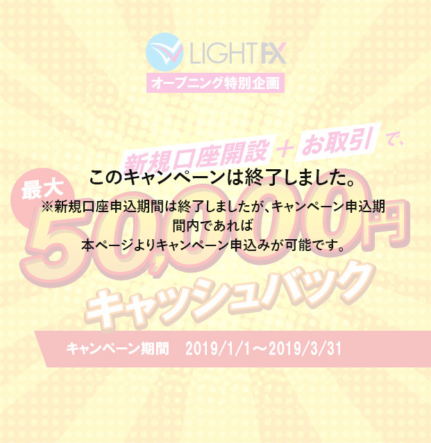 新規口座開設50,000円キャッシュバック